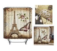 Cisixin 180 x 180 cm Rideaux de Douche avec Crochets Salle de Bain, Imperméable Rideau de Douche en Tissu Polyester