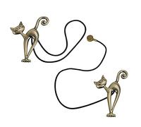 Cisixin 2pcs Embrasses aux Rideaux Rétro Magnétiques, Clip Rideau en Motif de Chat, Bronze Rétro