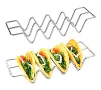 Cisixin 2pcs Supports pour Taco Acier Inoxydable, Plateau Porte-Tacos, Support à Tacos Solid pour Servir Les Tacos à Pâte
