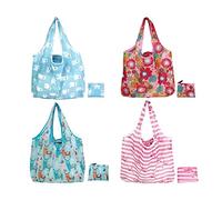 Cisixin 4pcs Sac de Courses Pliable Sac Courses Reutilisable, Sac de Supermarché Durable Léger Lavable