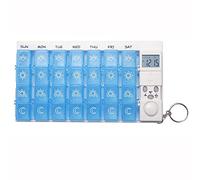 Cisixin Boîte de Pilules Organisateur avec Minuterie, Rappel de Médecine, Distributeur de Pilules, 28 Compartiments Détachables et Portable