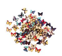 Cisixin Couleurs Mixtes Bouton en Bois Forme de Papillon à 2 Trous pour Couture Bricolage Artisanat, Lot de 100pcs