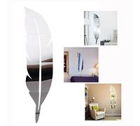 Cisixin DIY Stickers 3D Feather Plume Miroir, Salon Miroir Mural d'autocollants Amovible Décor Décoration, 120 x 30 cm