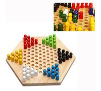 Cisixin Jeu de Dames - Hexagon Traditionnelle en Bois Chinois Famille Checkers Game Set