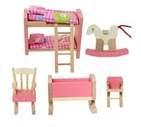 Cisixin Jouet en Bois Meubles pour Maison de Poupée - Ensemble de Mobiliers de Chambre des Enfants Miniature