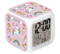 Cisixin Réveil d'enfant pour Filles et Garçons, Réveil Digital en Dessin Animé, Lumière, Volume Réglable avec Compte à Rebours Snooze