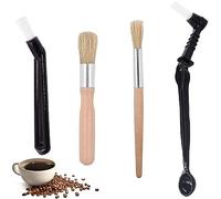 Cisixin Set de 4 Brosses de Nettoyage de Café avec Poignées en Bois et en Plastique pour Machine à Café Outils de Nettoyage de Café