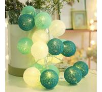 Ciskotu Guirlande Lumineuse Coton Boules Avec Prise - 3,8M 20 LEDs Chaîne Lumière pour Chambre Rideau Fête Noël Anniversaire Halloween Mariage Chambre de Bébé Romantique Décor