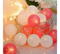 Ciskotu Guirlande Lumineuse Coton Boules Avec Prise - 3,8M 20 LEDs Chaîne Lumière pour Chambre Rideau Fête Noël Anniversaire Halloween Mariage Chambre de Bébé Romantique Décor
