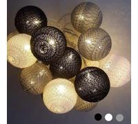 Ciskotu Guirlande Lumineuse Coton Boules Batterie - 3.3M 20 lumières LED Éclairage pour Chambre Rideau Fête Noël Anniversaire Halloween Mariage Chambre de Bébé Romantique Décor