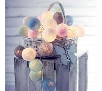 Ciskotu Guirlande Lumineuse Coton Boules Batterie - 3.8M 20 lumières LED Éclairage pour Chambre Rideau Fête Noël Anniversaire Halloween Mariage Chambre de Bébé Romantique Décor