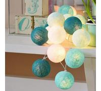 Ciskotu Guirlande Lumineuse Coton Boules Batterie - 3.8M 20 lumières LED Éclairage pour Chambre Rideau Fête Noël Anniversaire Halloween Mariage Chambre de Bébé Romantique Décor
