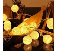 Ciskotu Guirlande Lumineuse Coton Boules Batterie - 3.8M 20 lumières LED Éclairage pour Chambre Rideau Fête Noël Anniversaire Halloween Mariage Chambre de Bébé Romantique Décor