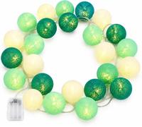 Ciskotu Guirlande Lumineuse Coton Boules Batteries - 3,3M 20 LED Chaîne Lumière Avec Prise pour Chambre Rideau Fête Noël Anniversaire Halloween Mariage Chambre de Bébé Romantique Décor
