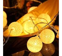 Ciskotu Guirlande Lumineuse Coton Boules Batteries - 3,3M 20 LED Chaîne Lumière Avec Prise pour Chambre Rideau Fête Noël Anniversaire Halloween Mariage Chambre de Bébé Romantique Décor