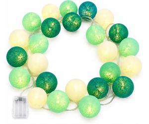 Ciskotu Guirlande Lumineuse Coton Boules Batteries - 3,3M 20 LED Chaîne Lumière Avec Prise pour Chambre Rideau Fête Noël Anniversaire Halloween Mariage Chambre de Bébé Romantique Décor