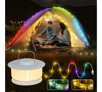 Ciskotu Guirlande lumineuse de camping enroulable, 2 en 1, étanche et portable, 10 m, 8 + 1 modes, charge USB, guirlande lumineuse d'extérieur