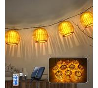 Ciskotu Guirlande lumineuse solaire d'extérieur de 3 m, 10 lampions solaires à LED, résistante aux intempéries, 8 modes, à intensité variable, pour l'extérieur, le balcon, la terrasse