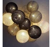 Ciskotu Guirlandes lumineuses de Noël à piles, guirlande lumineuse de 3,8 m avec 20 LED, guirlande lumineuse avec boules en coton pour chambre d'enfant, fête, jardin, terrasse