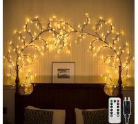 Ciskotu Lot de 2 guirlandes lumineuses Willow Vine, vigne en saule avec prise, 144 LED, décoration murale pour chambre à coucher, décoration murale d'intérieur
