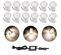 CISLAN Lumières de terrasse LED Blanc Chaud, Lampes de Pont de Socle imperméables, Lumière de Jardin enterrée Blanc Chaud Haute luminosité pour éclairage de terrasse, Pack de 12