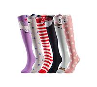 CISMARK Lot de 6 paires de chaussettes hautes pour filles - Cadeaux pour enfants - Longues chaussettes amusantes pour enfants - Chaussettes en coton animal de 3 à 12 ans, 6 A., 3-12 Jahre