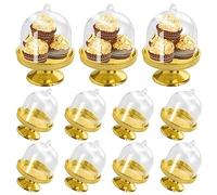 Cisolen 12 pièces Support à gâteau avec cloche Muffing cloche en or pour gâteau au fromage, capot pour décoration de table de mariage, décoration de fête d'anniversaire