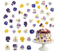 Cisolen Fleurs décoratives de pensées séchées naturellement, 40 pièces fleurs de pensées Fleurs comestibles pour cocktails Artisanat DIY Décoration de cupcakes et de gâteaux Fabrication de bougies