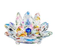 Cisolen Lotus Crystal Crystal Verre Lotus Fleur Cristal Coloré Fleur de Lotus Ornements Décoration de Maison Artisanat Mariage