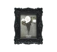 CISOO Petit cadre photo vintage de 6,3 x 8,9 cm, style antique orné, noir, taille portefeuille, pour table et décoration murale, motif floral rétro, décoration d'intérieur, galerie de photos, art