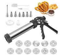 CISSIYOG Machine À Pâtisserie À Churros avec 11 Moules À Biscuits, 7 Douilles Et Brosse De Nettoyage, Seringue À Pâtisserie Polyvalente pour Pâtisseries, Remplissage De Beignets Et De Confiture