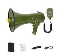 CISSIYOG Mégaphone 100 W, Haut-Parleur Portable avec Bluetooth et USB | Fonction d’Enregistrement de 700 Secondes, Microphone à Main Amovible, Sirène, 3 Modes d’Alimentation, Bandoulière