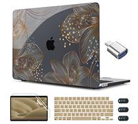 CISSOOK Magnifique coque à motif floral pour MacBook Air 13,6" M5 M4 M3 M2 version 2026, 2025, 2024 et 2022, coque rigide avec protecteur d'écran et protecteur d'écran pour MacBook Air 13" A3449 A3240