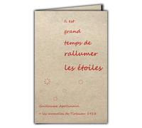 CIT-1003 Carte Citation sur papier naturel fibré avec Enveloppe "Il est grand temps de rallumer les étoiles" Guillaume Apollinaire - Fabriqué en France sur du papier issu de forêts gérées durablement