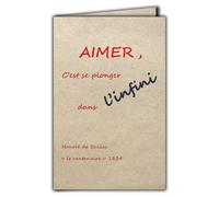 CIT-1010 Carte Citation sur papier naturel fibré avec Enveloppe "AIMER, C’est se plonger dans l'infini" Honoré de Balzac le centenaire - Fabriqué en France papier issu de forêts gérées durablement