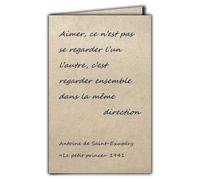 CIT-1015 Carte Citation sur papier naturel fibré avec Enveloppe "Aimer cest regarder ensemble dans la même direction" Antoine de Saint-Exupéry Le petit prince Je t'aime PACS Mariage Fabriqué en France