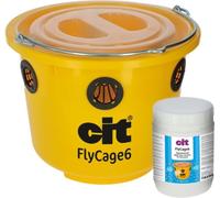 CIT FlyCage6 Piège à mouches réutilisable avec attractif et couvercle | Avec 6 inserts en grille | Pour pâturage, jardin, camping | Piège réutilisable