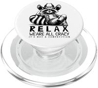 Citation Amusante Cowboy Raccoon Relax We're All Crazy PopSockets PopGrip pour MagSafe