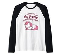 Citation amusante de licorne pastel pour les amateurs de soins personnels sans drame Manche Raglan