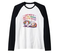 Citation amusante de licorne pastel pour les amateurs de soins personnels sans drame Manche Raglan