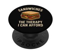 Citation Amusante de Sandwich The Therapy I Can Afford Food PopSockets PopGrip Adhésif