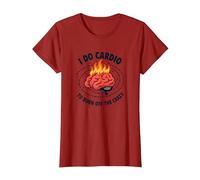Citation Amusante « I Do Cardio to Burn Off The Crazy » T-Shirt, Femme, Canneberge, XS