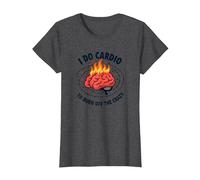 Citation Amusante « I Do Cardio to Burn Off The Crazy » T-Shirt, Femme, Chiné Foncé, XL