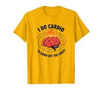 Citation Amusante « I Do Cardio to Burn Off The Crazy » T-Shirt, Homme, Doré Vif, XL