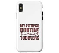 Citation Amusante My Fitness Routine is Chasing Toddlers Coque pour iPhone X/XS