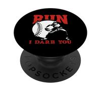 Citation Amusante « Run I Dare You Baseball Catcher » PopSockets PopGrip Adhésif