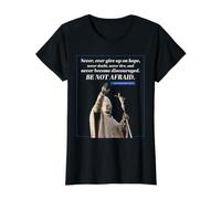 Citation « Be Not Afraid » John Paul 2 Message du Pape T-Shirt Graphique avec Valeur, Femme, Noir, XL