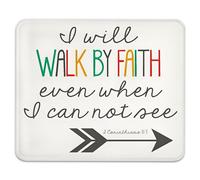 Citation Biblique : Je Marcherai par La Foi Même Quand Je Ne Verrai Plus (2 Corinthiens 5:7) Tapis De Souris Bords Cousus Mouse Pad Douce Tapis Souris pour Études Maison Gamer 25X30Cm