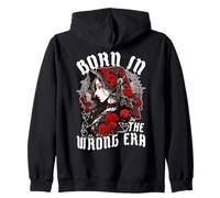 Citation « Born in The Wrong Era » Vintage Gothique Gothique féminin Sweat à Capuche