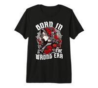 Citation « Born in The Wrong Era » Vintage Gothique Gothique féminin T-Shirt Haut de Gamme
